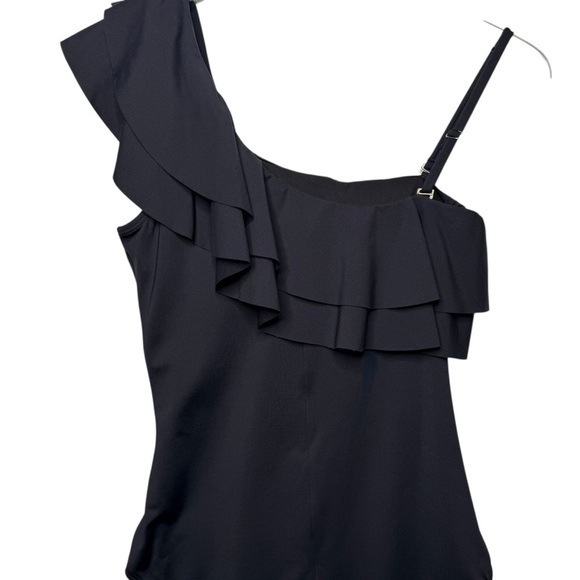 NEW Tahari Black One Shoulder Women’s Ruched One Piece Swimsuit Sz S - Picture 8 of 11